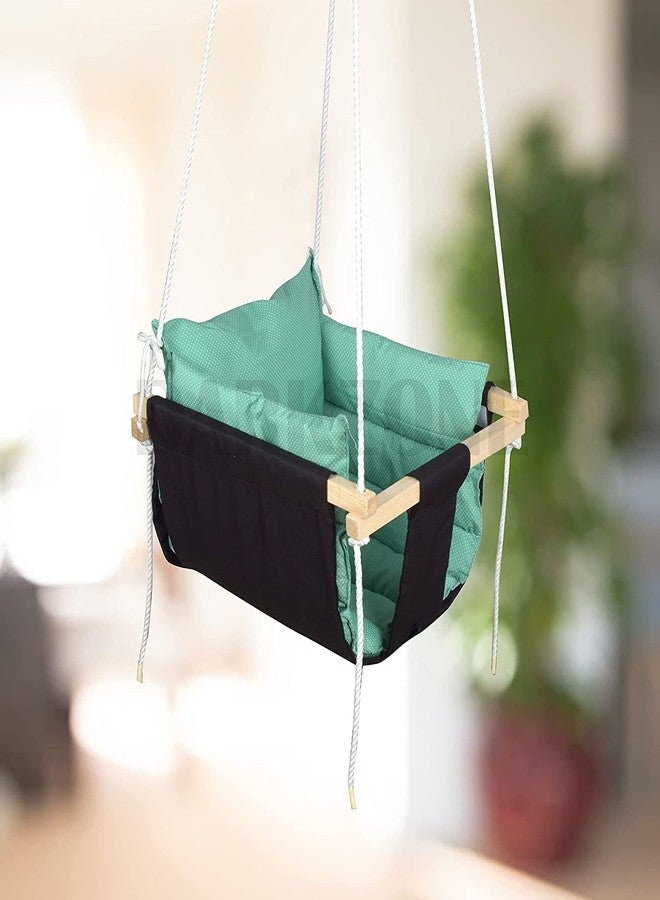 DARKZONE Swing for Kids | Jhula for Kids/Baby | Baby Swing Hanging Indoor Outdoor | Baby Garden Swing with 2 Pillows - (6 Months to 4 Years, Up to 20 Kg, B Green) - Image 1